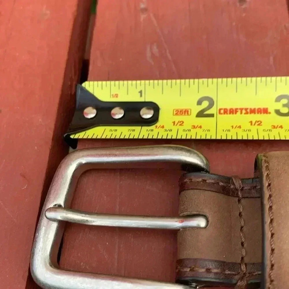 Columbia thick 100% leather men’s belt with silver coloured buckle size 36 - Picture 6 of 8